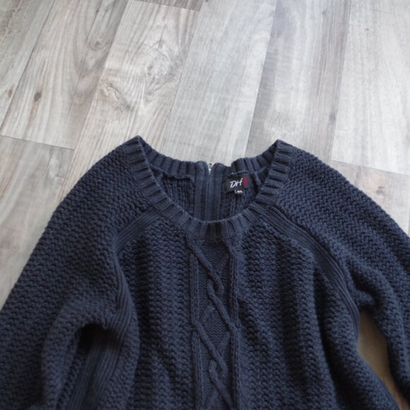 Women's Fisherman  knit Navy Blue Sweater - Picture 3 of 5